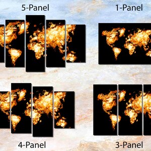 Ingelijste Canvas Art - Wereldkaart Reiskaart Flame Fire - Klaar om op te hangen