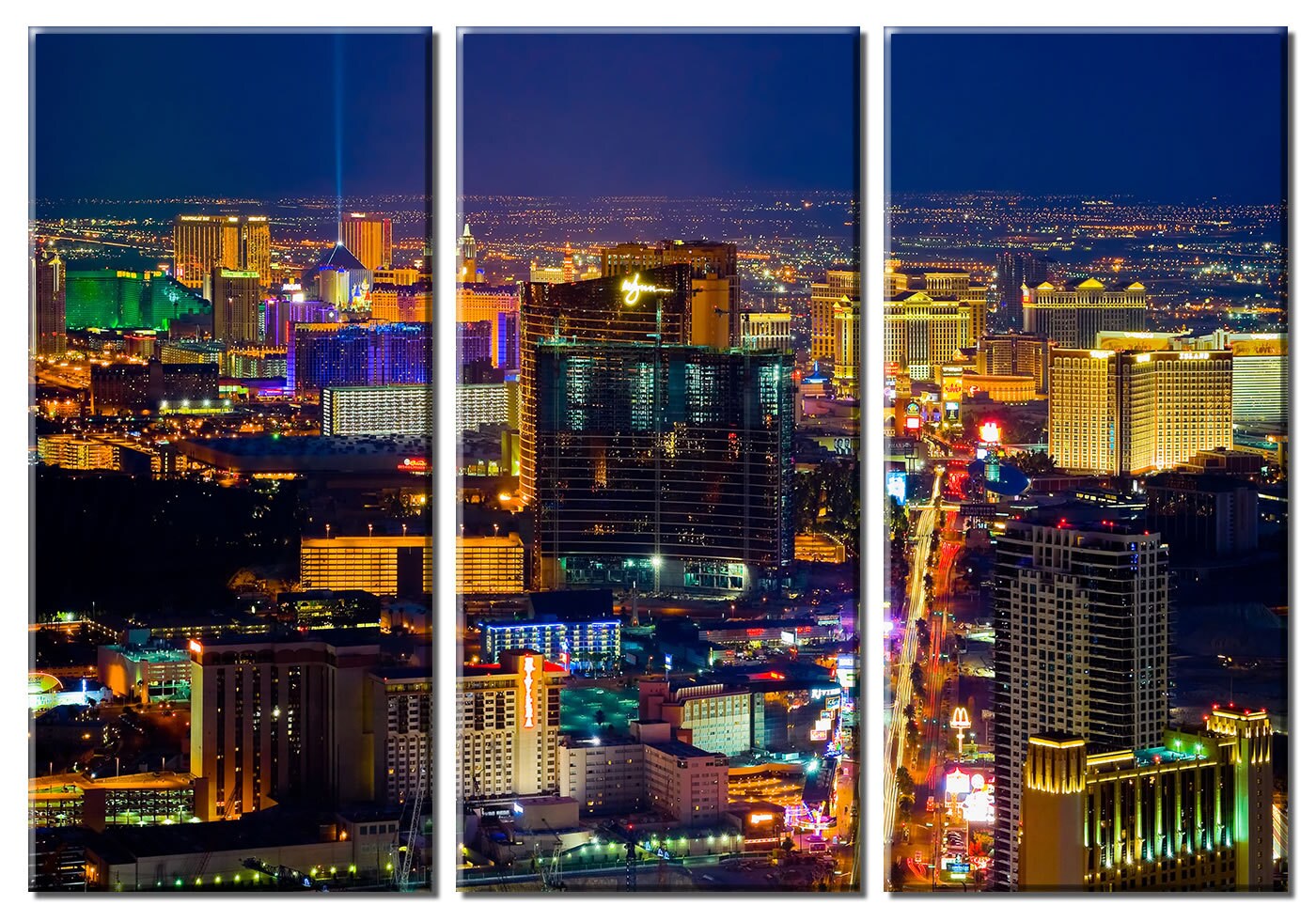 Framed Huge 3 Panel City Skyline Casino Las Vegas Strip Giclee Etsy