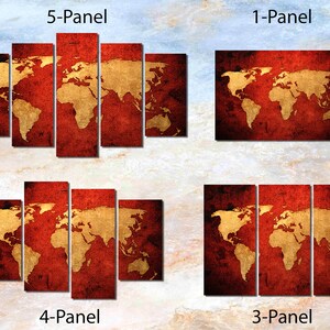 Framed Canvas Art - World Map Travel Map Red - Ready to Hang