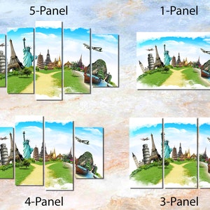 Framed Canvas Art - World Map Travel Map - Ready to Hang