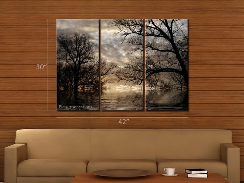 Framed Huge 3 Panel Digital Landscape Art Revive Giclee Canvas Print Ready to Hang image 3