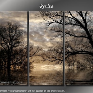 Framed Huge 3 Panel Digital Landscape Art Revive Giclee Canvas Print Ready to Hang image 1