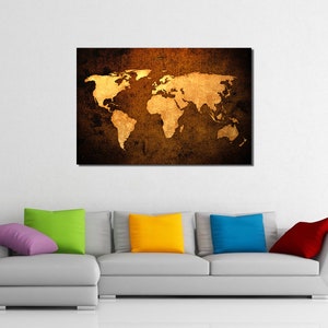 Framed Canvas Art World Map Travel Map Brown Ready to Hang image 5