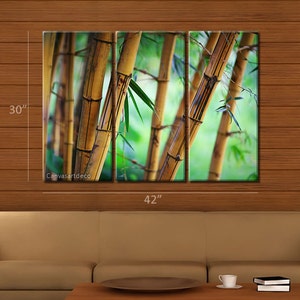 Framed Huge 3 Panel Modern Feng Shui Lucky Bamboo Giclee Canvas Print Ready to Hang image 3