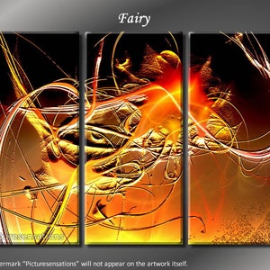 Framed Huge 3 Panel Abstract Modern Canvas Art Fairy Giclee Canvas Print - Ready to Hang