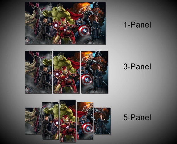 Framed Marvel Avengers Age Of Ultron Super Hero Captain America Iron Man Hulk Thor Black Widow Hawkey Wall Canvas Art Ready To Hang