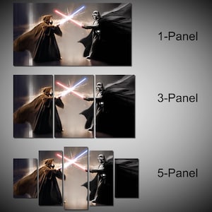 Framed Star Wars Darth Vader Obi-Wan Kenobi Lightsaber Wall Canvas Art - Ready to Hang