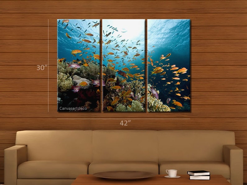 Framed Huge 3 Panel Modern Art Underwater Ocean Sea World - Etsy