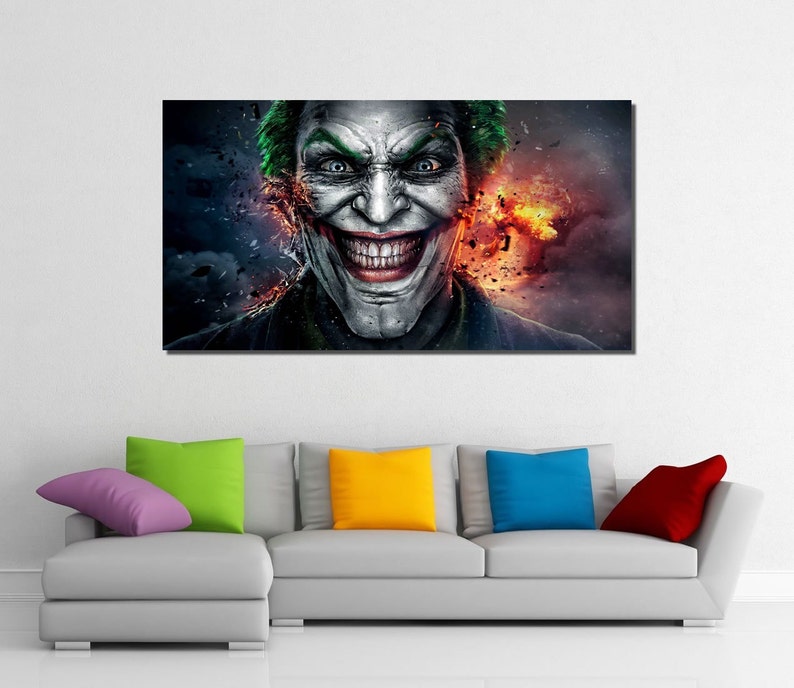 Framed Joker DC Comic Super Villain Joker Print Joker Canvas Etsy