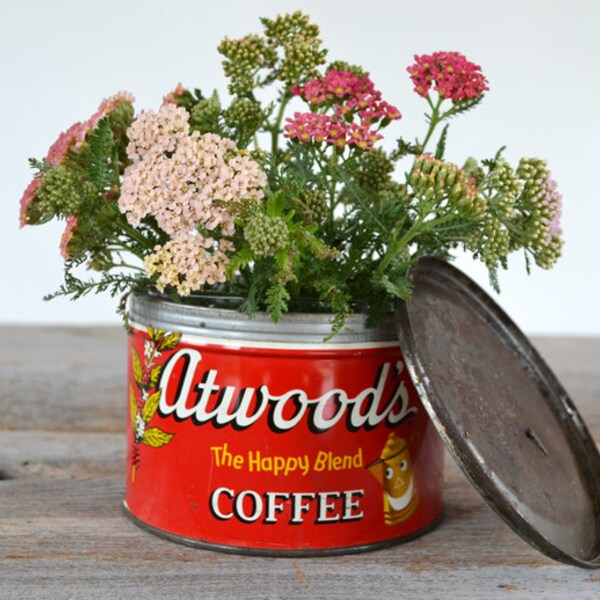 Vintage Atwood's Coffee Tin ~ The Happy Blend ~ Minneapolis, MN