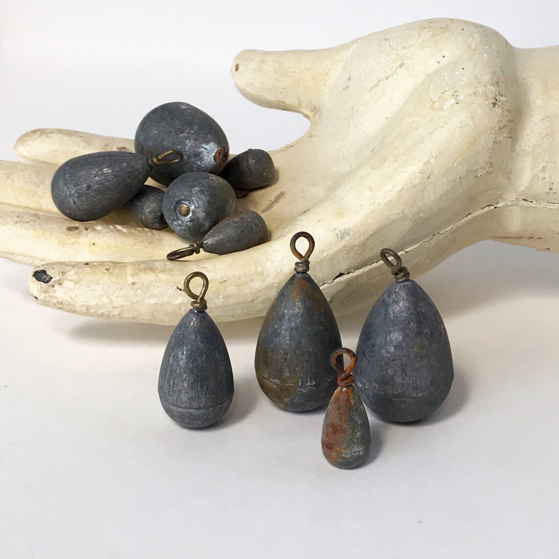 Vintage Lead Fishing Sinkers Set of Ten Various Size Etsy