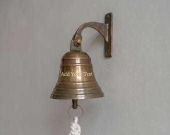 Personalisierte Wandglocke aus Messing, individuell gravierte Türglocke, maritime Wohndekoration, Geschenk im Vintage-Landhausstil, Wandglocke