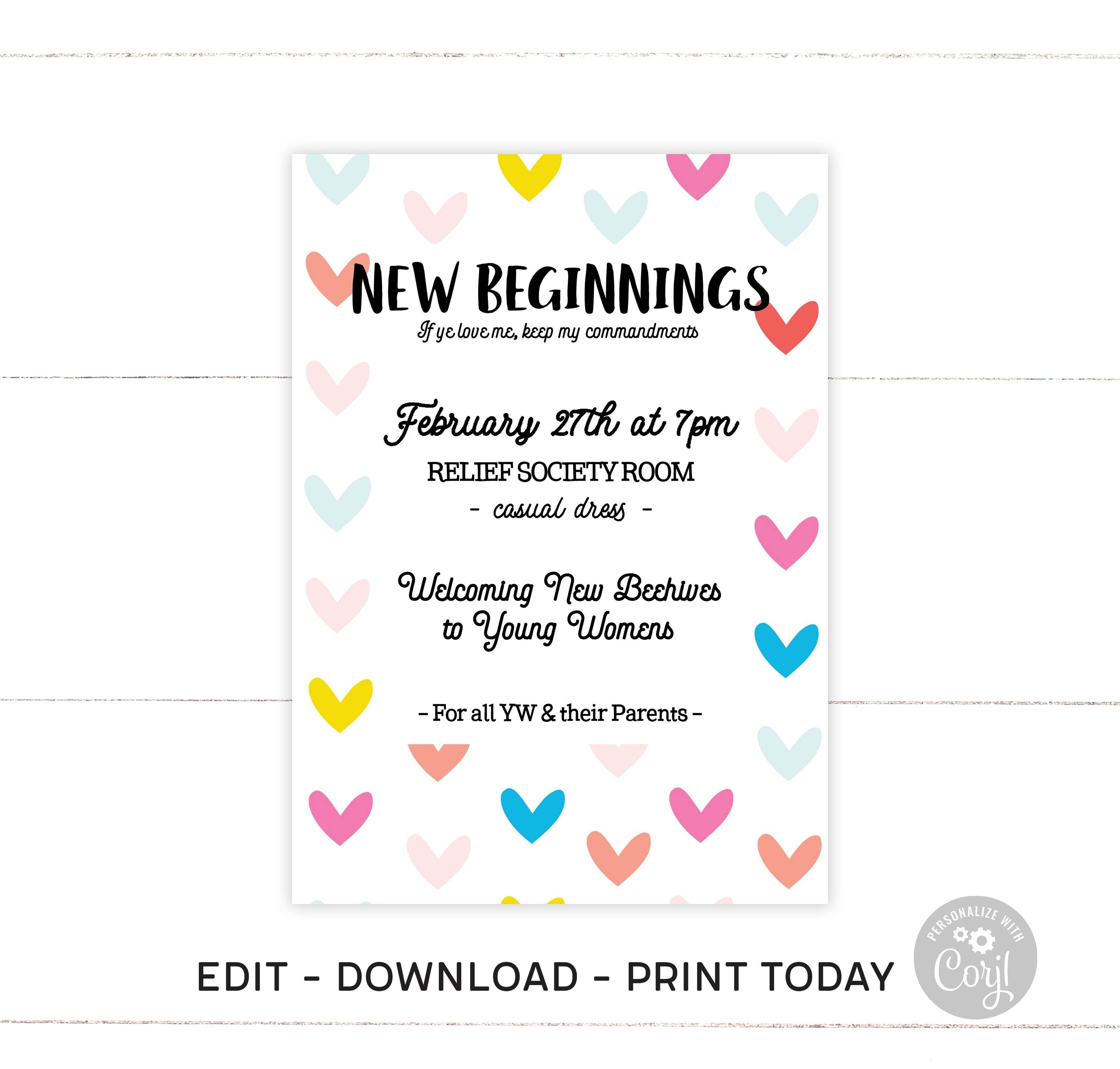 New Beginnings Invitation Program Flyer Young Women Etsy