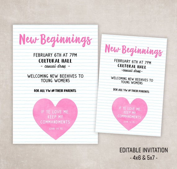 New Beginnings Invitation Program Flyer Young Women Etsy
