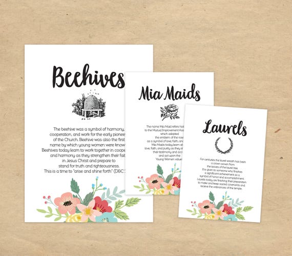 LDS Young Women Class Printables Beehives Mia Maids | Etsy