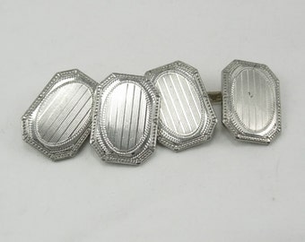 Antique Victorian Cuff links wedding silver and gold Flip Cufflinks Birthday Business Signed Clark