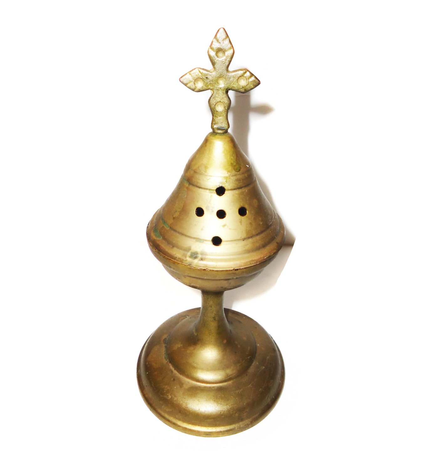 Religious Incense Burner Cross Top Vintage Catholic Spiritual Etsy