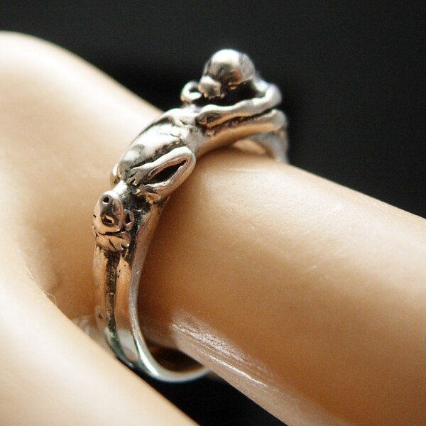 Nackte Silber Ring Vintage Sterling 4,9 Gramm Erotik Finger Fashion Größe 6 3/4 Unisex Erotik freche Erotik Schmuck Gay Lesbian