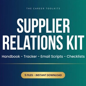 Supplier Relations Handbook, Vendor Management Templates, Supplier Tracker Spreadsheet, Supplier Email Templates, Small Business Sourcing