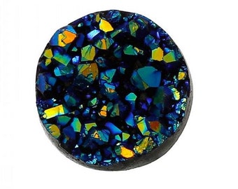 6 Pieces. Resin Flat back Cabochon 12 mm Blue Green Glitter Rocks . Craft Supplies. DIY Supplies