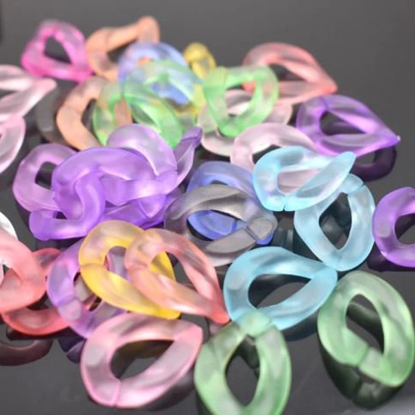 10 Pieces. DIY Jewelry Making Jelly Color Acrylic Open Chain Links 17*23MM