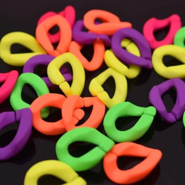 10 Pieces. DIY Jewelry Making Neon Color Acrylic Open Chain Links 17*23MM