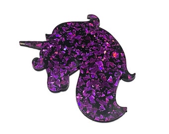 1 piece. Chunky Glitter Purple Unicorn Charms