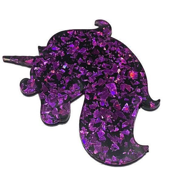 1 piece. Chunky Glitter Purple Unicorn Charms