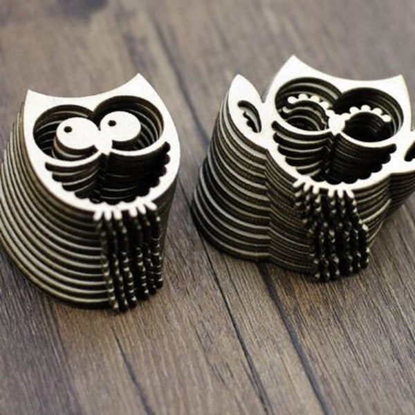 2 Piece Cheeky Owls. Wooden Shapes