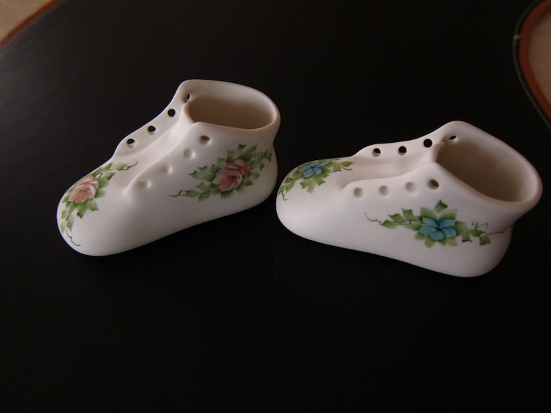 Hand Painted Bisque Porcelain Baby Shoe Keepsake Bootie Etsy