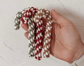 Christmas ornament - Candy Cane Macrame Ornament - Macrame Boho Ornament