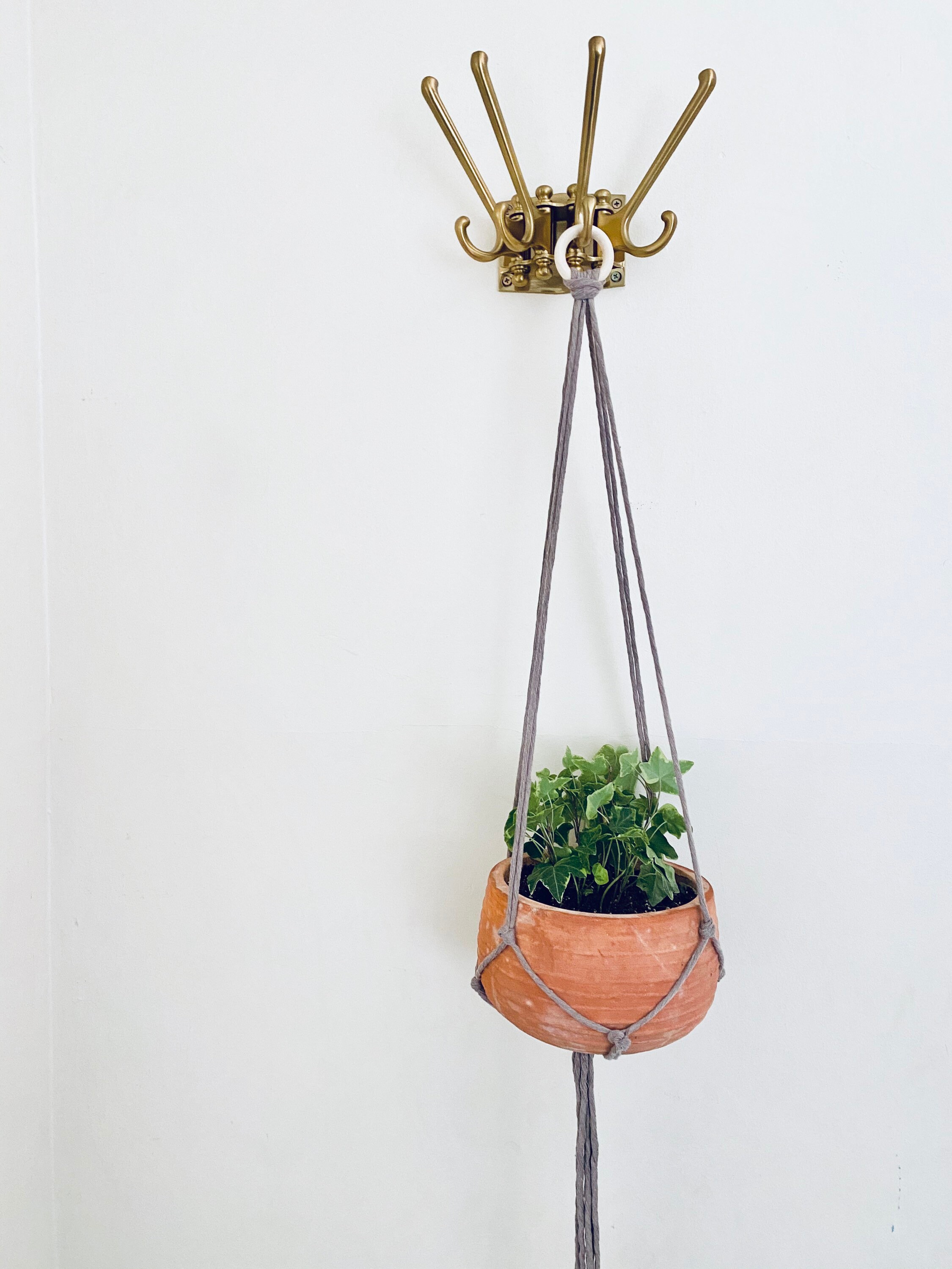 Macrame Plant Hanger 31in Vintage 3ARM-4mm CRANBERRY Macrame Plant Hanger 31in Vintage 3ARM-4mm CRANBERRY