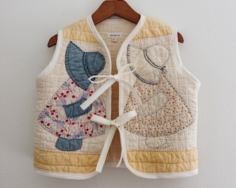 Quilted Vest Kids - Vintage - Handmade - Handstitched -  Size 5T-6T