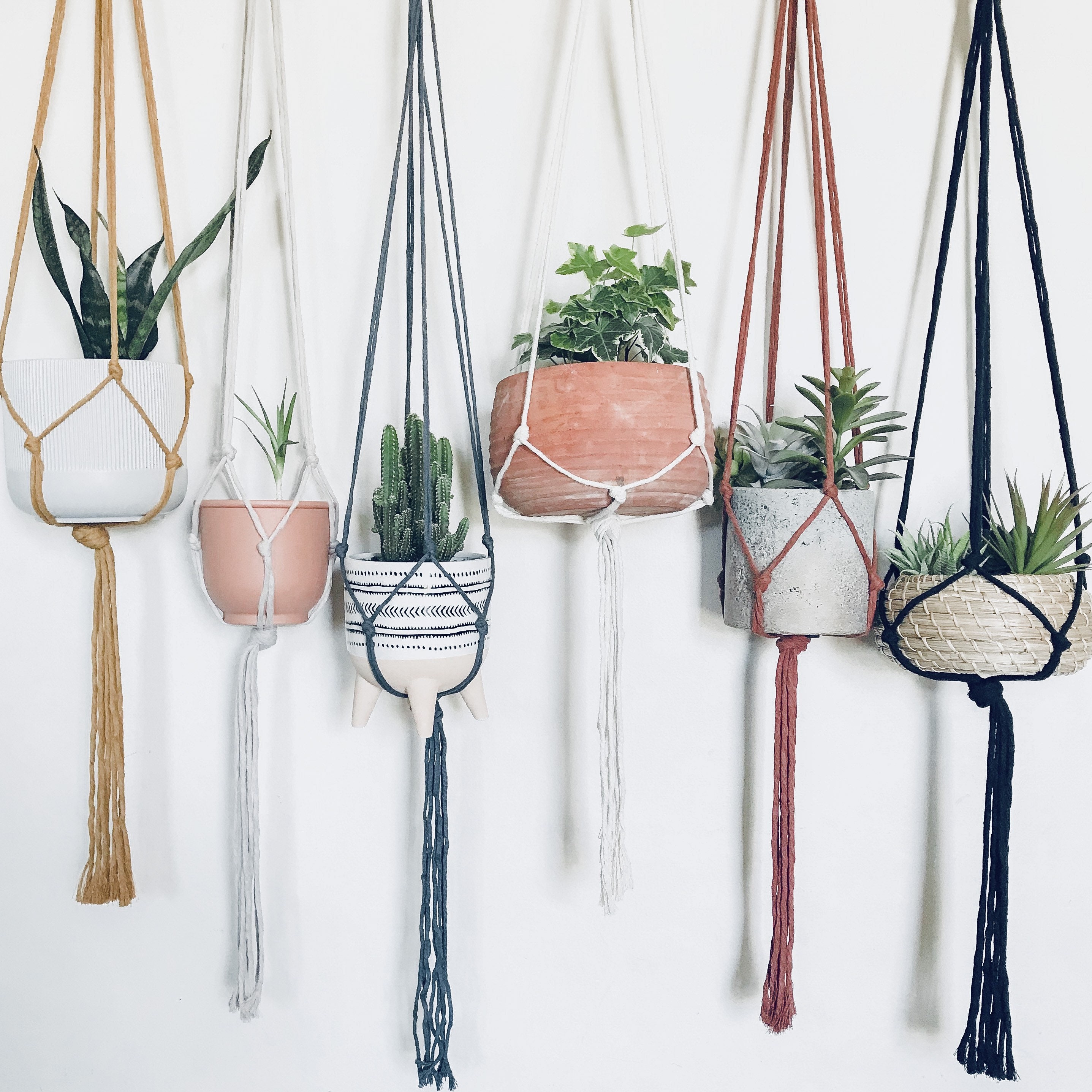 Choose Color MACRAME PLANT HANGER 24 inch Vintage Spiral Style Choose Color MACRAME PLANT HANGER 24 inch Vintage Spiral Style