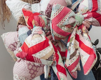 Quilted Bow  - One of a kind vintage quilt bow