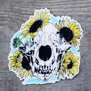 Bär Totenkopf und Sonnenblumen Schöner Tod Vinyl Aufkleber Aufkleber