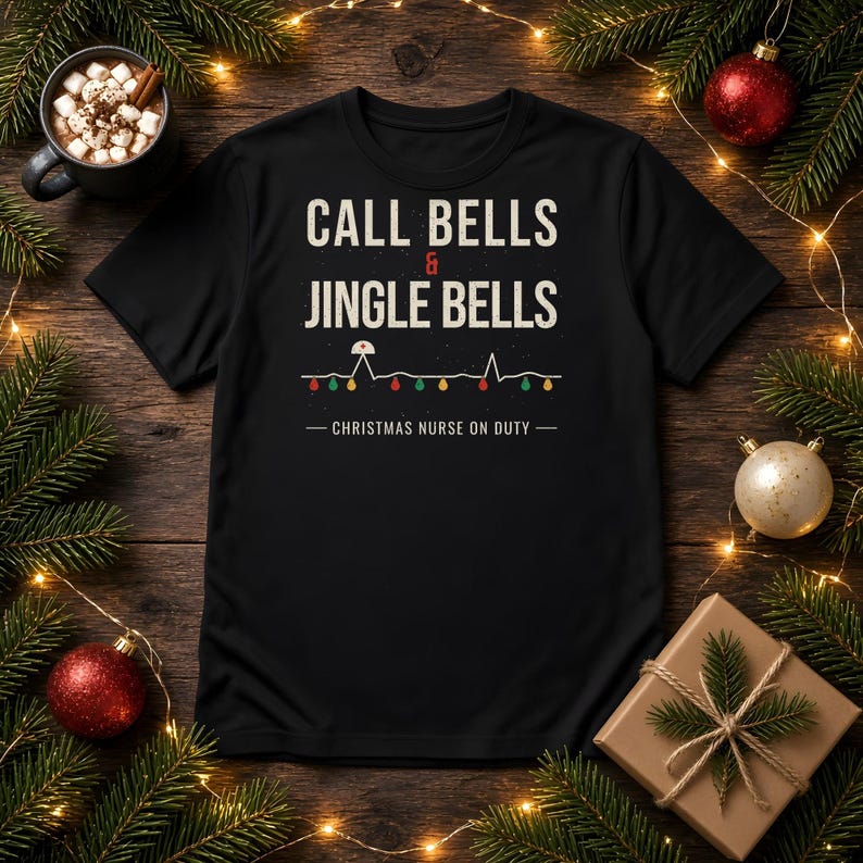 Christmas Nurse Shirt, Call Bells and Jingle Bells T-Shirt, Funny Nurse Christmas Tee, Holiday Shift RN Gift, Comfort Colors Nurse Shirt image 7