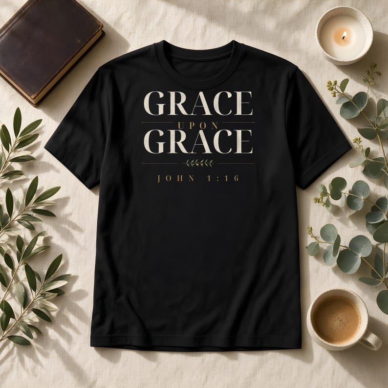 Grace Upon Grace Shirt, John 1:16 Christian T-Shirt, Bible Verse Tee, Faith Shirt for Women and Men, Comfort Colors Christian Tee image 6