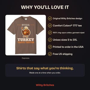 Official Turkey Taste Tester Shirt, Funny Thanksgiving T-Shirt, Turkey Day Tee, Family Thanksgiving Shirt, Comfort Colors Fall Tee image 15
