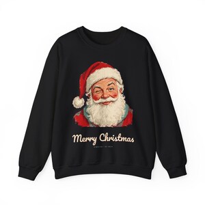 Vintage Santa Sweatshirt, Winking Santa Claus Crewneck, Retro Merry Christmas Sweater, Funny Christmas Sweatshirt, Holiday Gift image 8