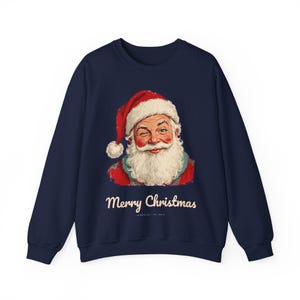 Vintage Santa Sweatshirt, Winking Santa Claus Crewneck, Retro Merry Christmas Sweater, Funny Christmas Sweatshirt, Holiday Gift image 10