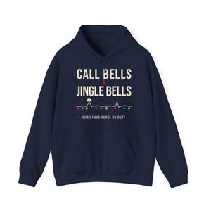 Bluza z kapturem dla pielęgniarki świątecznej, bluza z kapturem z dzwonkami i dzwonkami, zabawny prezent świąteczny dla pielęgniarki, bluza z kapturem dla pielęgniarki na zmianę świąteczną zdjęcie 11