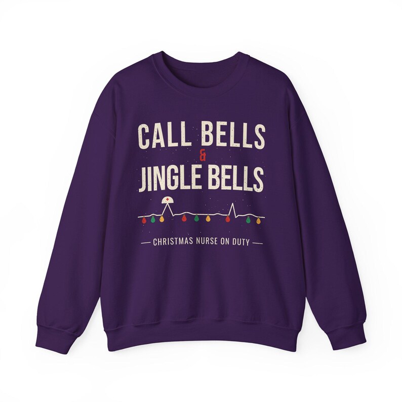 Christmas Nurse Sweatshirt, Call Bells and Jingle Bells Crewneck, Funny Nurse Christmas Sweater, Holiday RN Gift for Nurses image 14