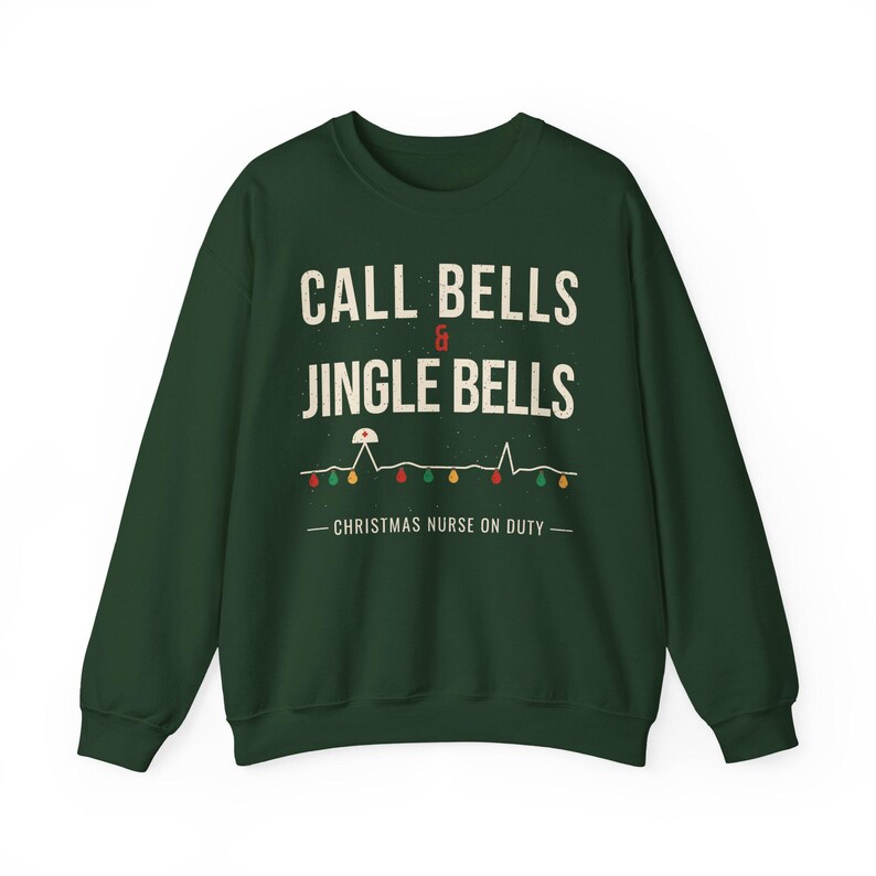 Christmas Nurse Sweatshirt, Call Bells and Jingle Bells Crewneck, Funny Nurse Christmas Sweater, Holiday RN Gift for Nurses image 1