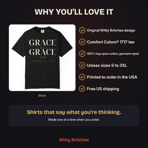 Grace Upon Grace Shirt, John 1:16 Christian T-Shirt, Bible Verse Tee, Faith Shirt for Women and Men, Comfort Colors Christian Tee image 14