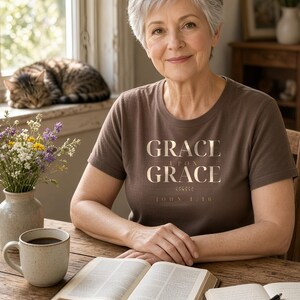 Grace Upon Grace Shirt, John 1:16 Christian T-Shirt, Bible Verse Tee, Faith Shirt for Women and Men, Comfort Colors Christian Tee image 3