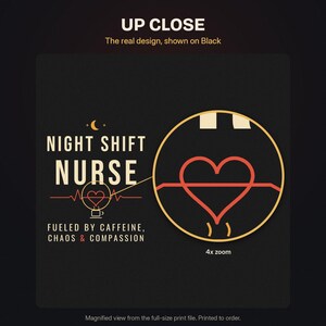Night Shift Nurse Shirt, Fueled by Caffeine Chaos and Compassion T-Shirt, Funny Nurse Tee, RN Gift, Comfort Colors Nurse Shirt image 11