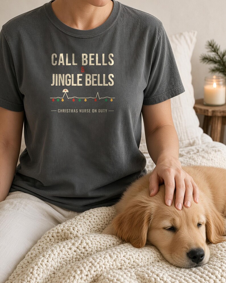 Christmas Nurse Shirt, Call Bells and Jingle Bells T-Shirt, Funny Nurse Christmas Tee, Holiday Shift RN Gift, Comfort Colors Nurse Shirt image 4
