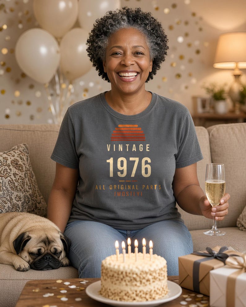 T-Shirt zum 50. Geburtstag, Vintage-T-Shirt von 1976, größtenteils im Originalzustand, lustiges T-Shirt zum 50. Geburtstag, Geburtstags-Shirt für Männer und Frauen (Jahrgang 1976) Bild 3