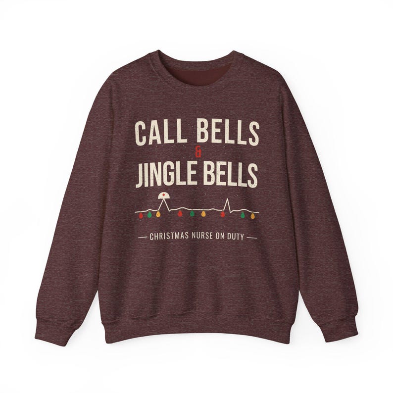 Christmas Nurse Sweatshirt, Call Bells and Jingle Bells Crewneck, Funny Nurse Christmas Sweater, Holiday RN Gift for Nurses image 2